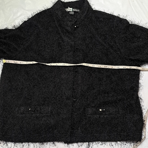 JAMIE Sadock Black Fuzzy Eylash Cardigan Sweater - Picture 12 of 13